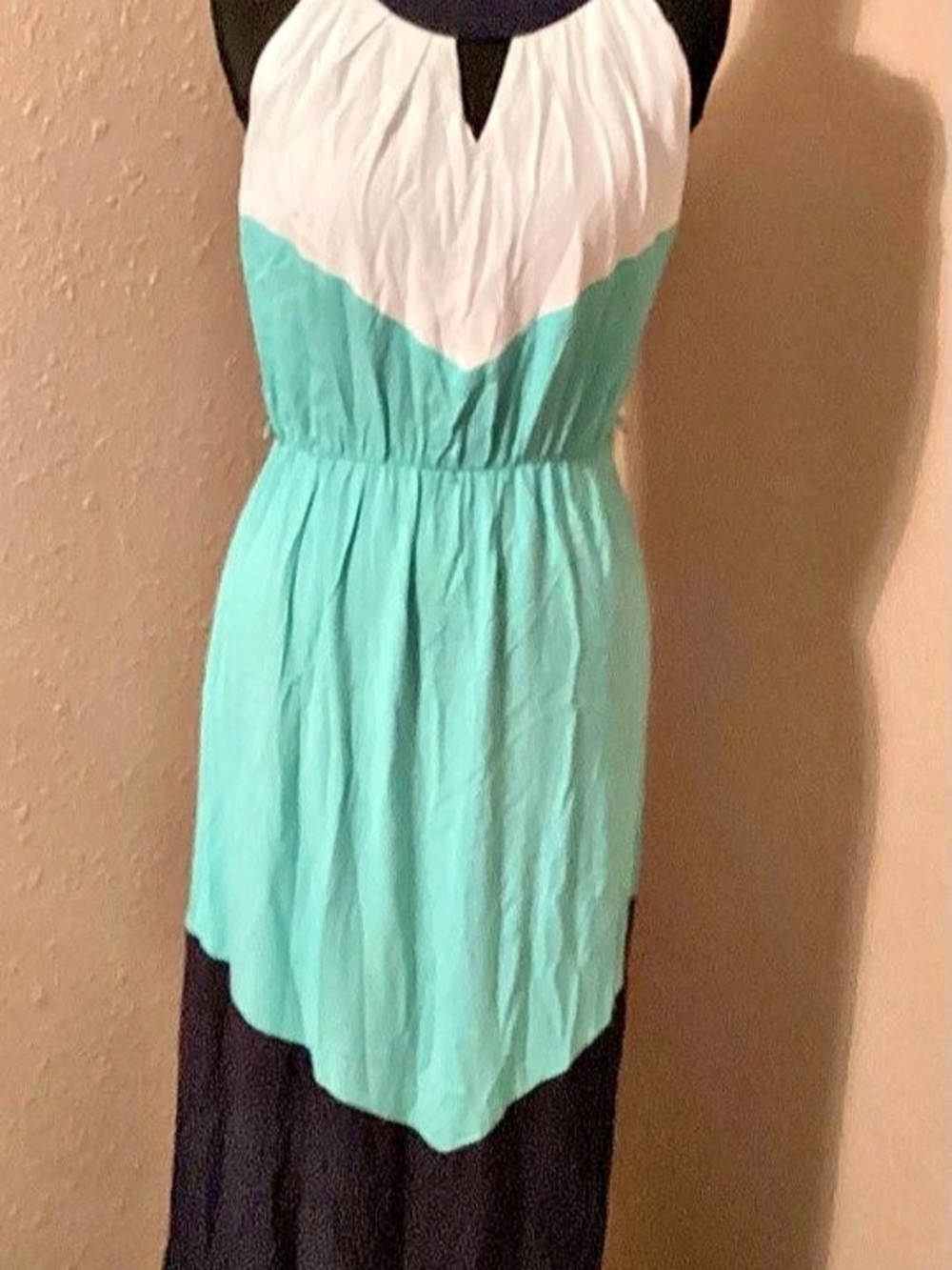 A. BYER Blue Color Block Maxi Dress Size Small